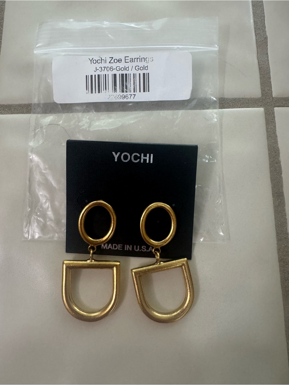 Yochi Zoe Gold Geometric Drop Earrings